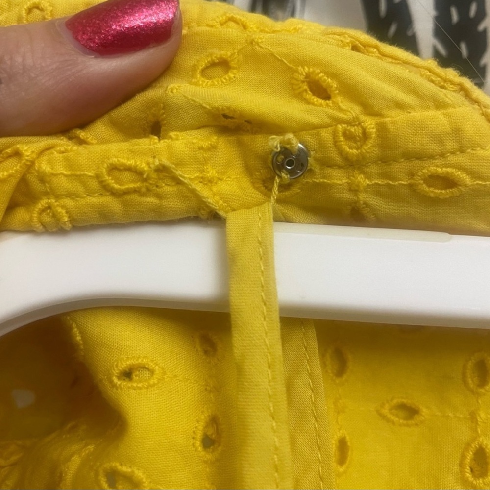 J.Crew eyelet, yellow button up cotton blouse - Picture 7 of 14